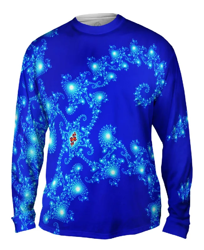 Long-Sleeve-V-Neck-Mandel Fractal Blue Seahorse Tail