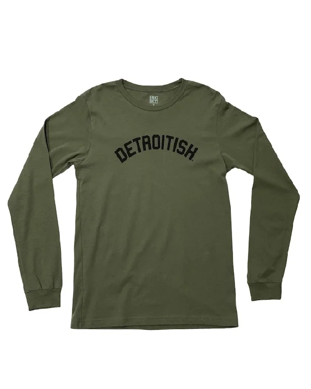 Long-Sleeve-White-Ink Detroit Detroitish Long Sleeve T-shirt - Military Green