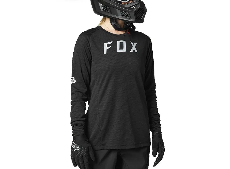 Long-Sleeve-Rugged-Fox Racing Defend Long Sleeve MTB Jersey - Womens - Black - 2021