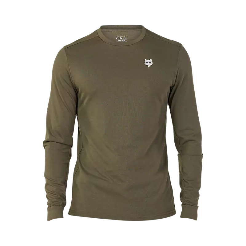 Long-Sleeve-Zip-Up-Fox Racing Ranger Dri Release MD Long Sleeve MTB Jersey - Tred - Olive Green