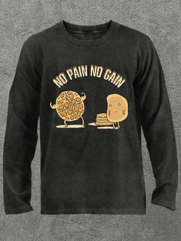 Long-Sleeve-Lightweight-no pain no gain waffles Washed Gym Long Sleeve Shirt