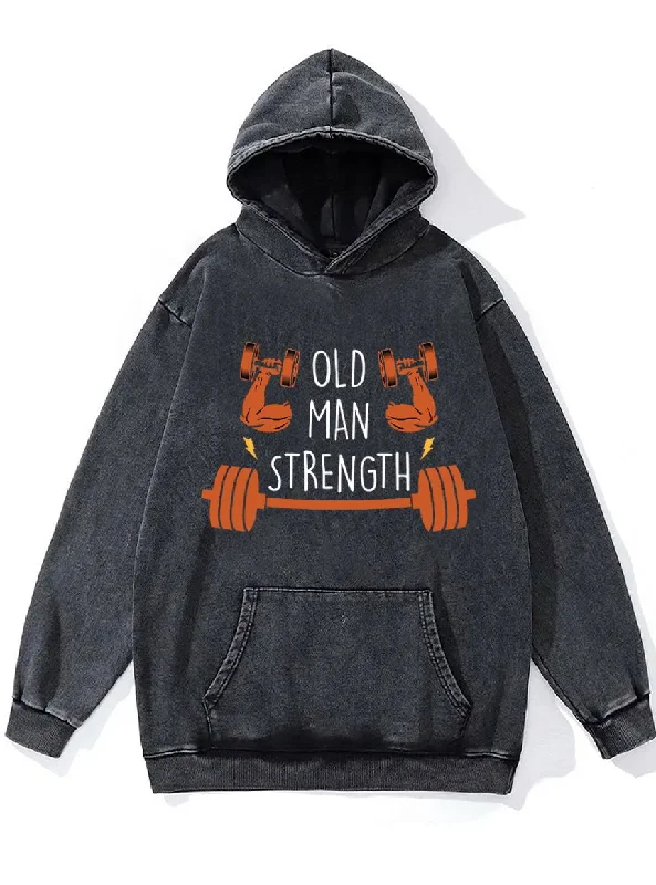 Hoodie-Orange-OLD MAN STRENGTH Washed Gym Hoodie