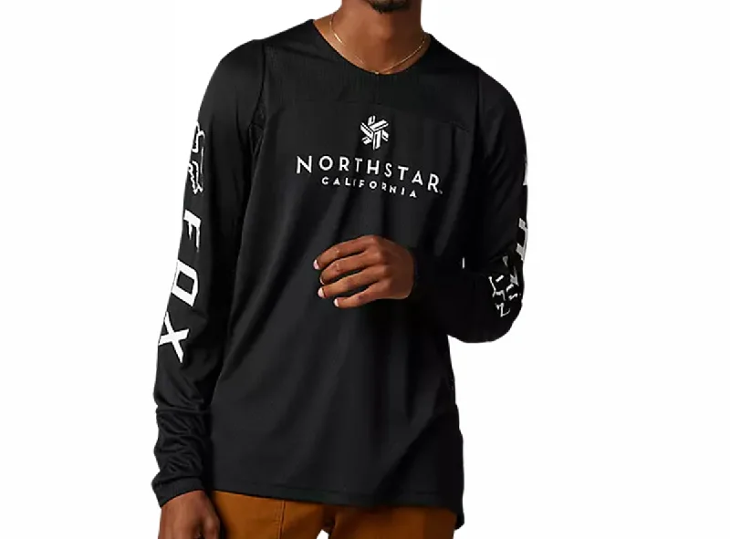 Long-Sleeve-Hip-Hop-Fox Racing Defend Long Sleeve MTB Jersey - Northstar - Black