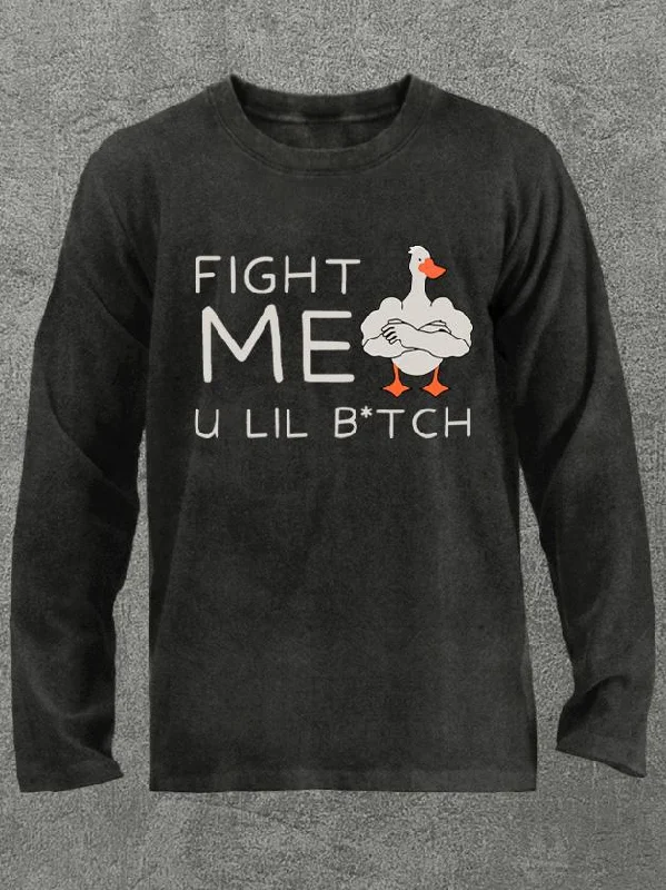 Long-Sleeve-Khaki-fight me u little btch silly goose Washed Gym Long Sleeve Shirt