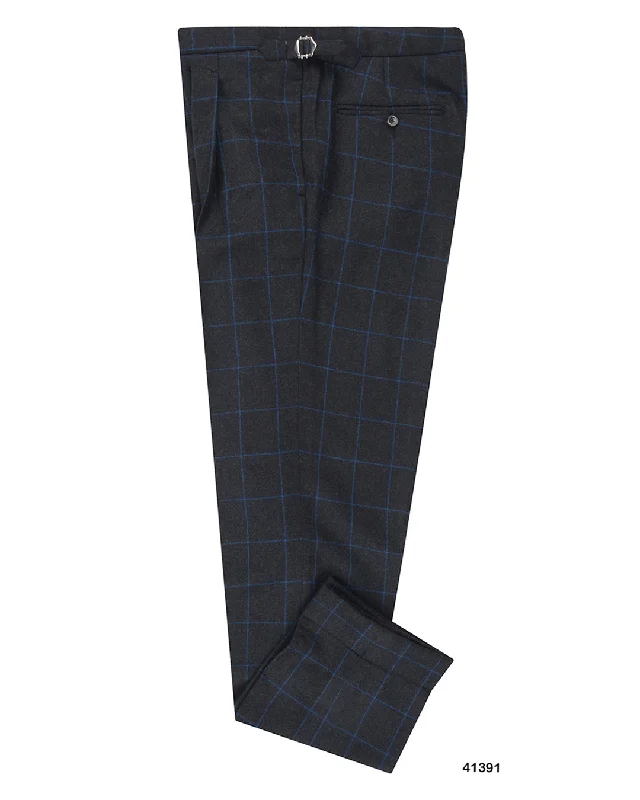 Pants-Skateboarding-Minnis Flannel: Charcoal Blue Twill Pants