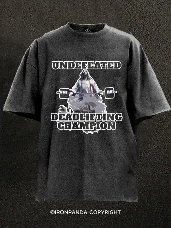 T-Shirt-Y2K-Style-Undefeated Deadlifting Washed Gym Shirt