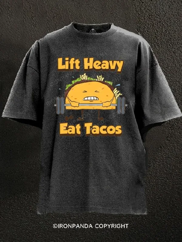 T-Shirt-Bamboo-Lift Heavy Eat Tacos Washed Gym Shirt