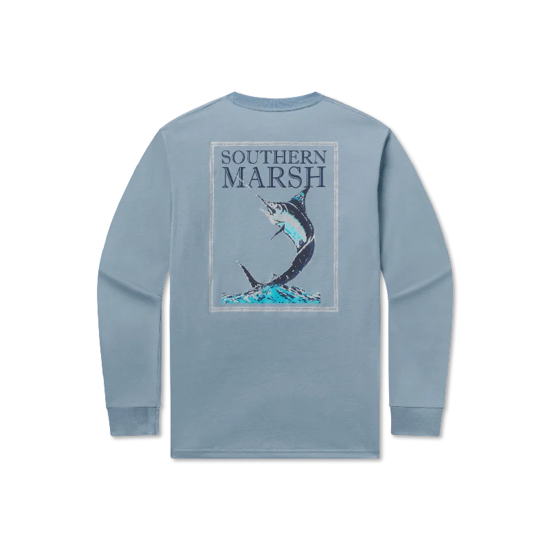 Long-Sleeve-Surfing-Blue Marlin Fishing Tee - Long Sleeve