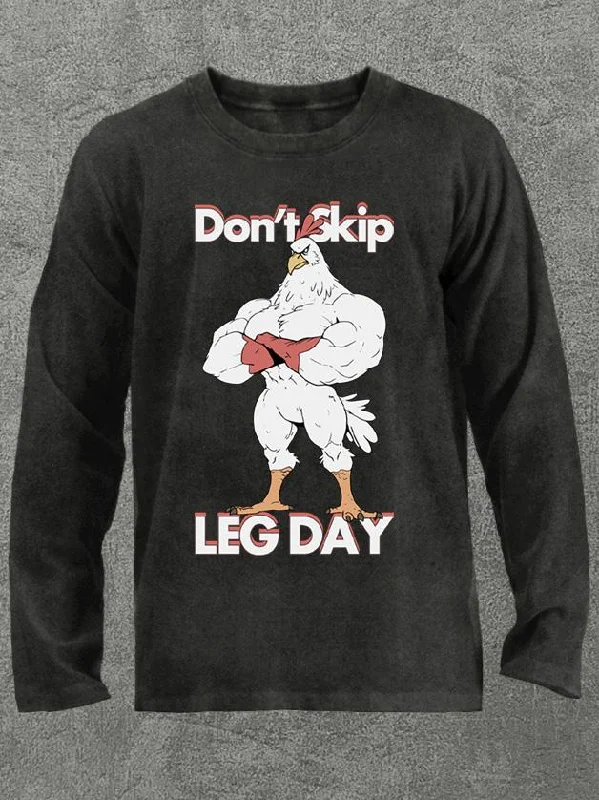 Long-Sleeve-Travel-don't skip leg day Washed Gym Long Sleeve Shirt