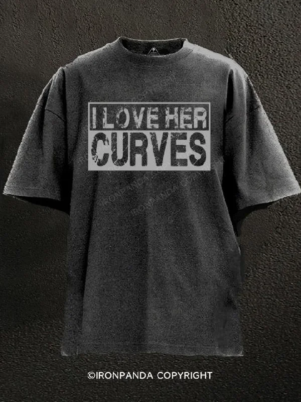 T-Shirt-Beige-I Love Her Curves Washed Gym Shirt