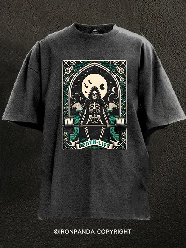 T-Shirt-Printed-Tarot Style Death Lift Washed Gym Shirt