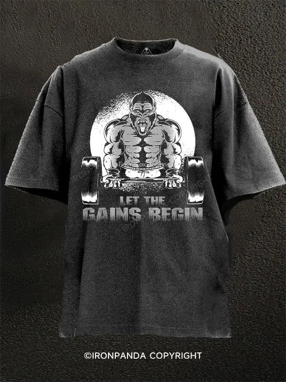 T-Shirt-Surfing-Let the gains begin Washed Gym Shirt