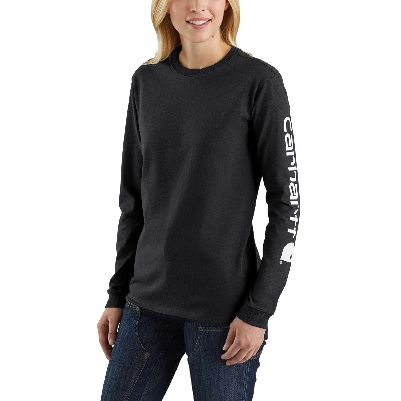 Long-Sleeve-Slim-Fit-Carhartt Women's Heavyweight Long Sleeve Logo T-Shirt_Black