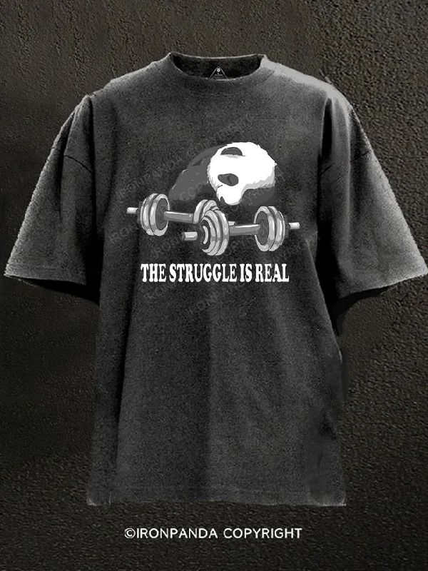 T-Shirt-Winter-The Struggle is Real Panda Washed Gym Shirt