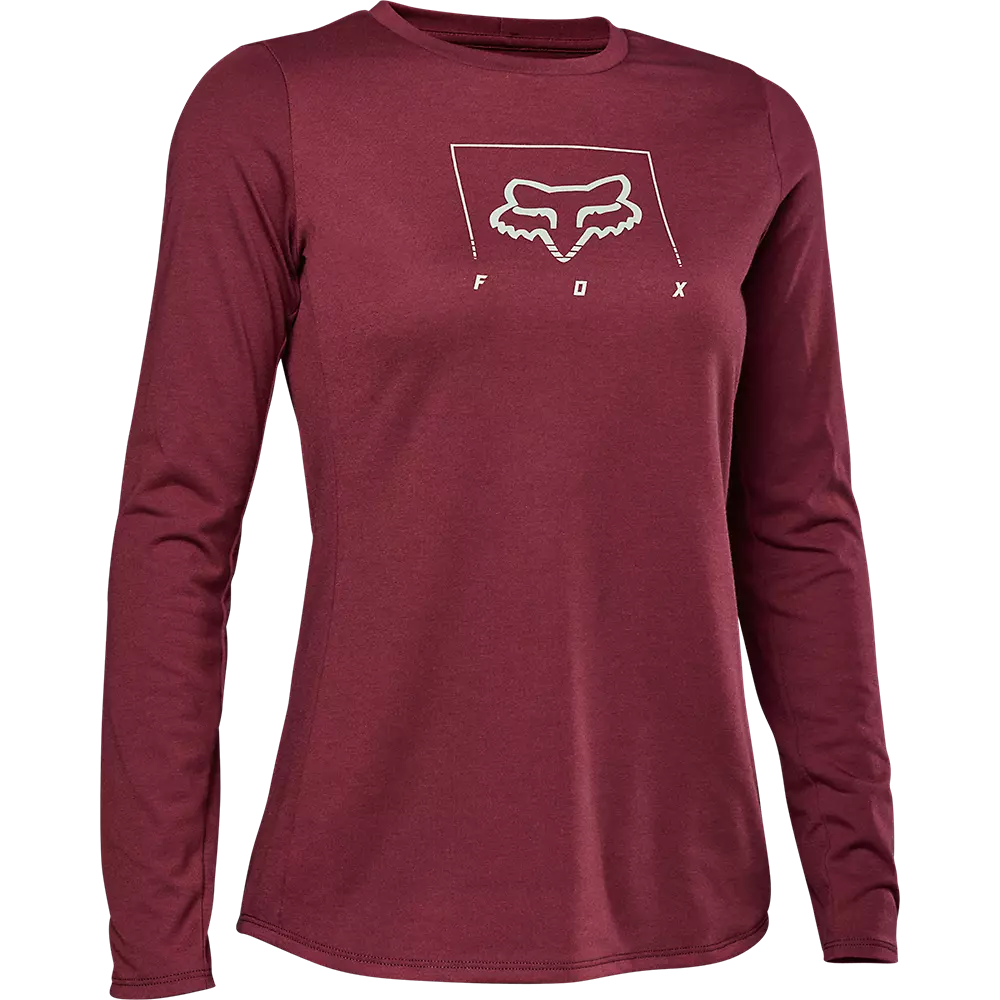 Long-Sleeve-Bamboo-Fox Racing Ranger Dri Release Mid Long Sleeve MTB Jersey - Womens - Dark Maroon