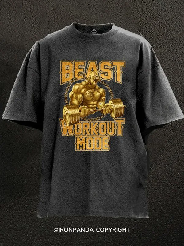 T-Shirt-90s-Style-Gorilla Beast Workout Mode Washed Gym Shirt