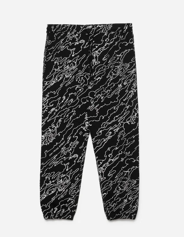 Pants-Washable-5129 Maha Basquiat Camo Sweatpants Black