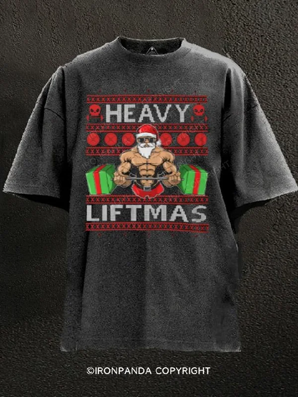 T-Shirt-Adventure-HEAVY LIFTMAS Xmas Ugly Christmas Washed Gym Shirt