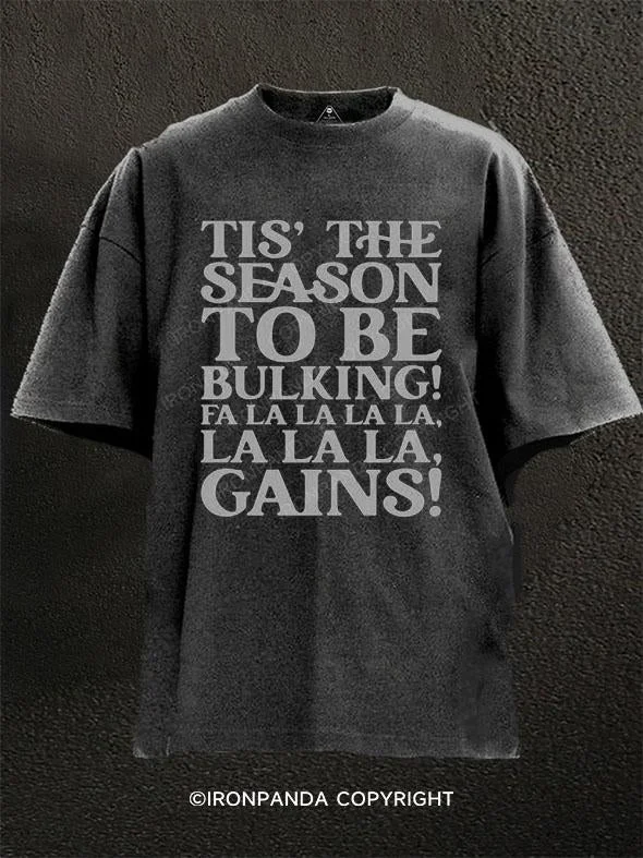 T-Shirt-Vegan-Tis' The Season To Be Bulking Washed Gym Shirt