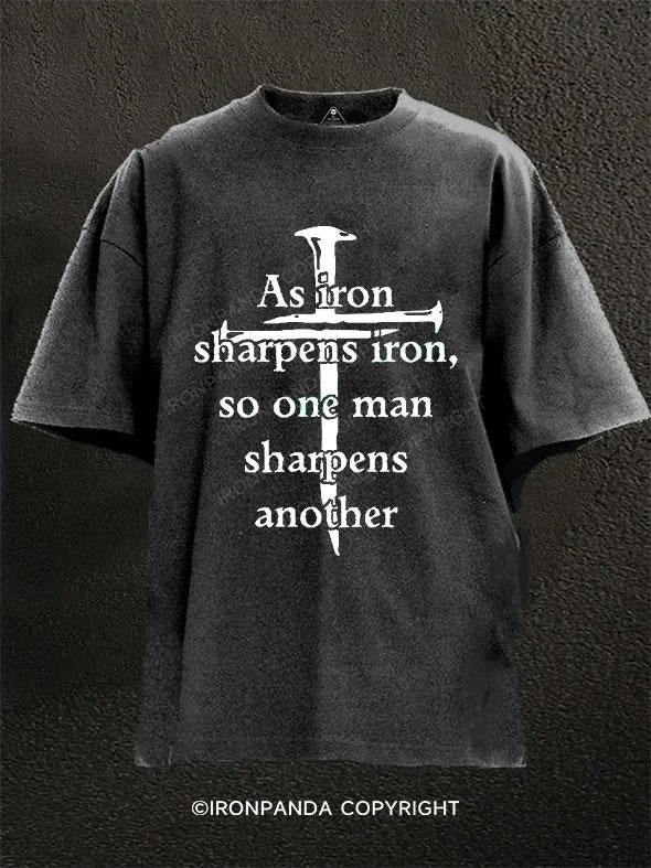 T-Shirt-Logo-as Iron sharpens iron, so one man sharpens another Washed Gym Shirt