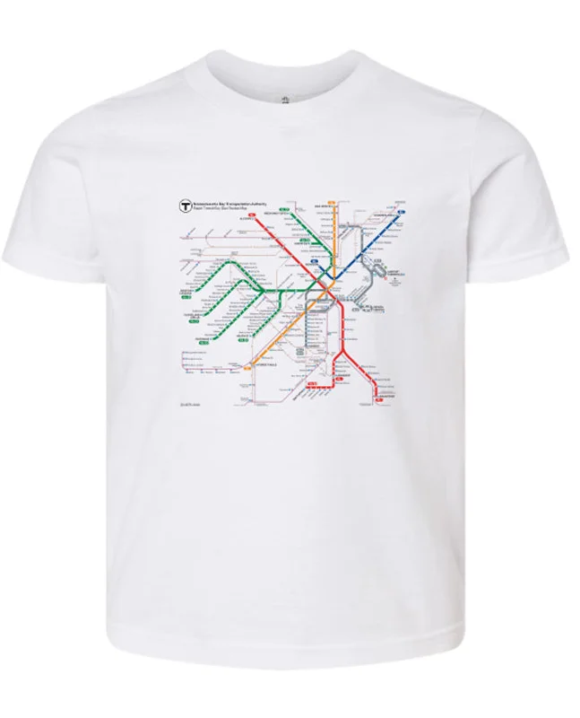 T-Shirt-Oversized-Boston MBTA Map on White T-Shirt (TODDLER/YOUTH)