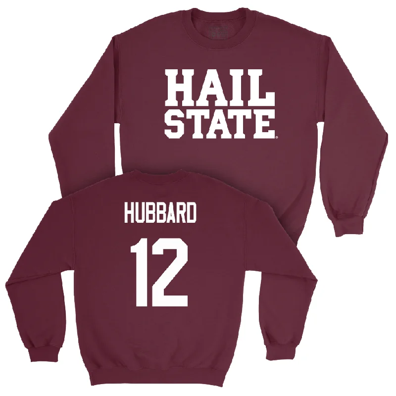 Long-Sleeve-Embroidered-Maroon Men's Basketball Hail Crew - Josh Hubbard