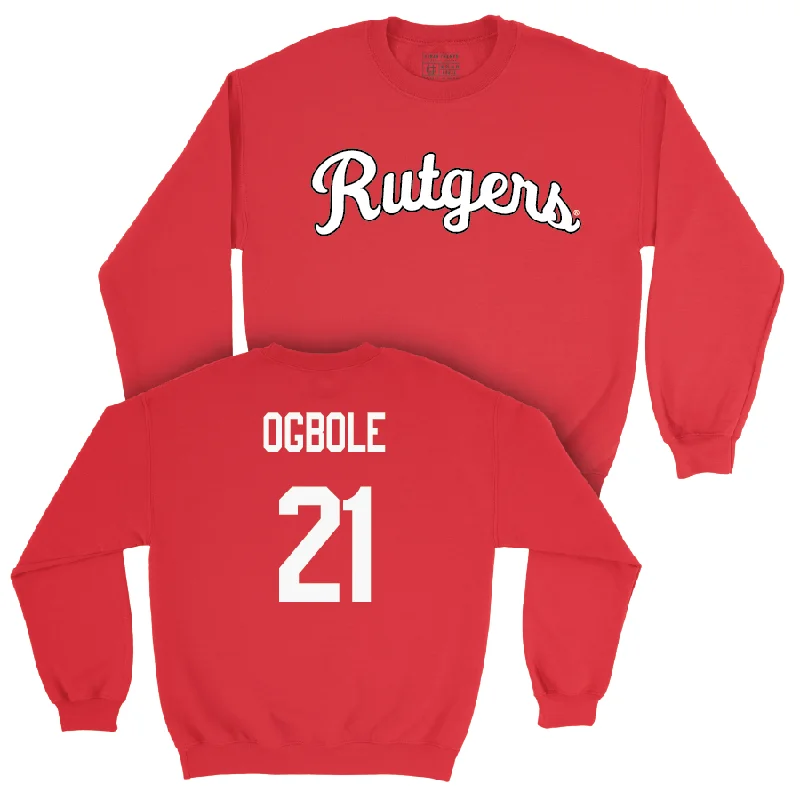 Long-Sleeve-Cozy-Red Men's Basketball Script Crew - Emmanuel Ogbole