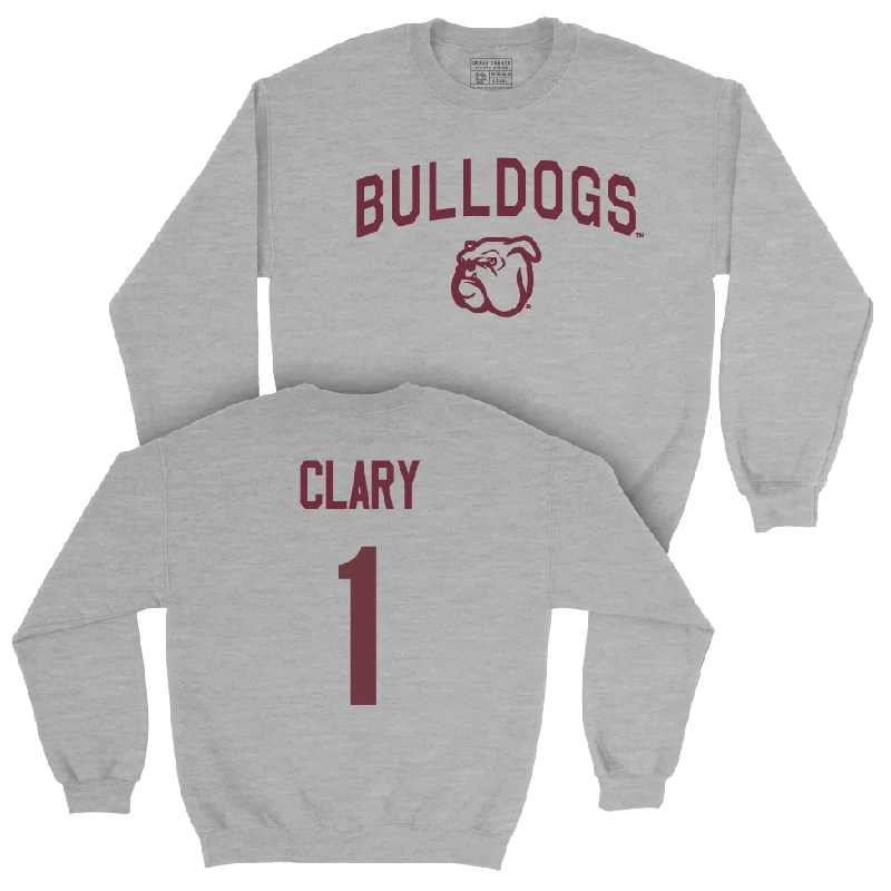 Long-Sleeve-School-Sport Grey Men's Basketball Bulldogs Crew  - Kanye Clary