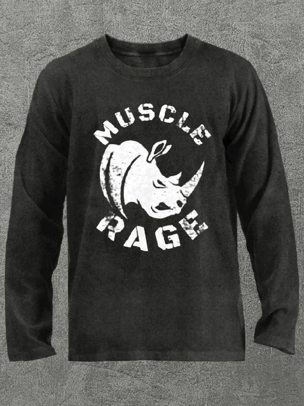 Long-Sleeve-Beige-muscle rage rhino Washed Gym Long Sleeve Shirt