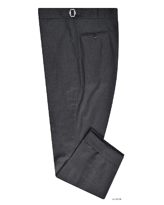 Pants-Washable-Cerruti: Steel Grey Dress Wool