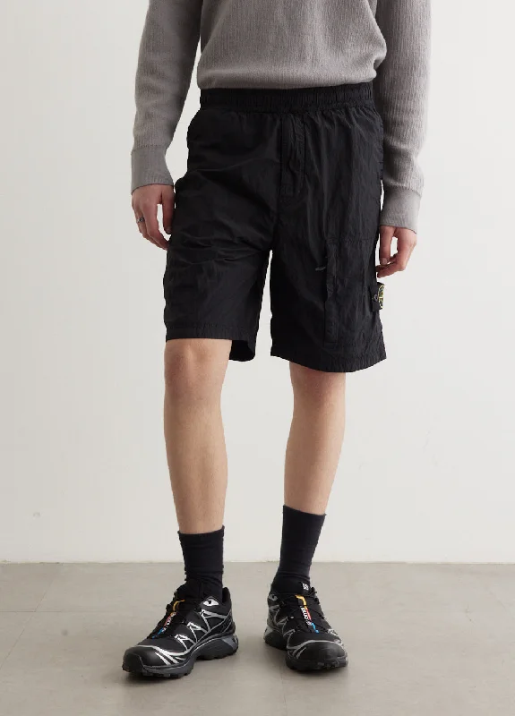 Shorts-Vintage-Iridescent Nylon Metal Utility Shorts