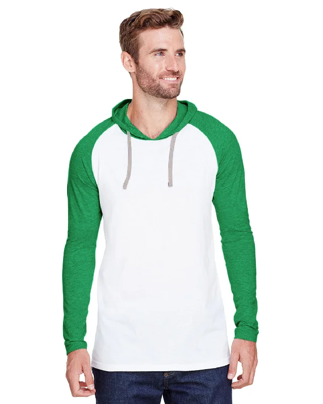 T-Shirt-College-LAT 6917 Men's Hooded Raglan Long Sleeve Fine Jersey T-Shirt