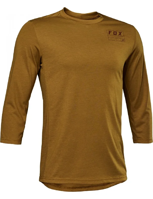 Long-Sleeve-Zip-Up-Fox Racing Ranger Dri Release 3/4 Sleeve MTB Jersey - Iron - Caramel