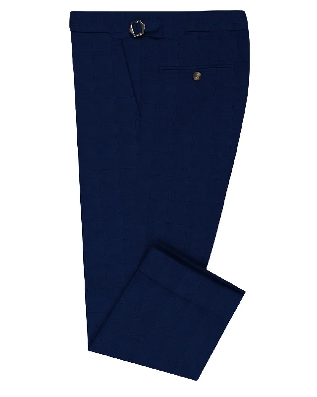 Pants-Hemp-Drago: Super 160s Royal-Blue Prince of Wales Checks