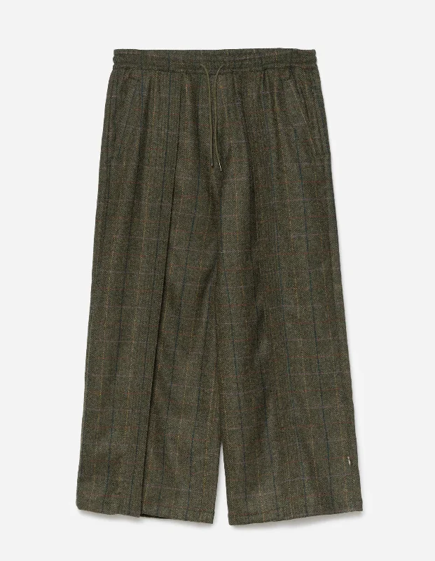 Pants-Heavyweight-5334 Wool Hakama Track Pants Olive