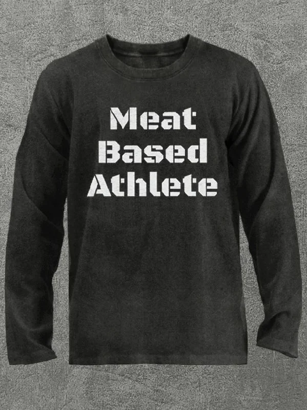 Long-Sleeve-Hip-Hop-meat based athlete Washed Gym Long Sleeve Shirt