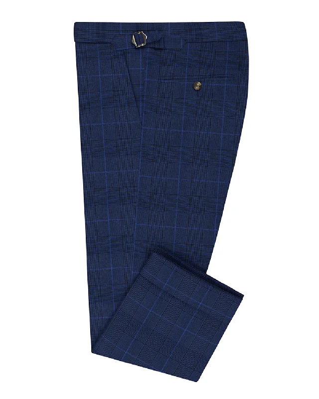 Pants-Black-Loro Piana: Dark Royal Blue Prince Of Wales