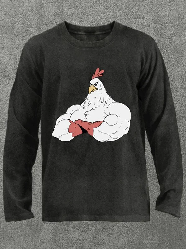 Long-Sleeve-School-muscle cock at the gym Washed Gym Long Sleeve Shirt