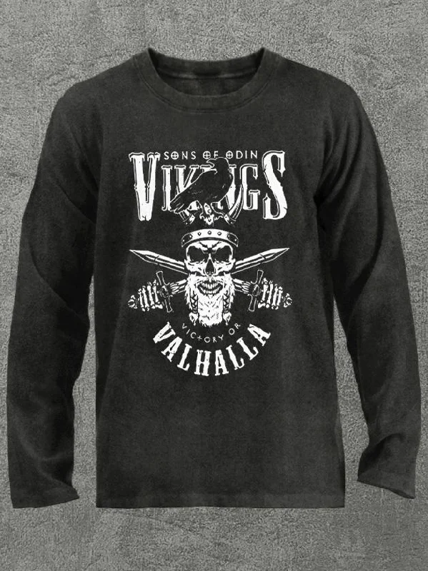 Long-Sleeve-Sportswear-vikings vahalla Washed Gym Long Sleeve Shirt