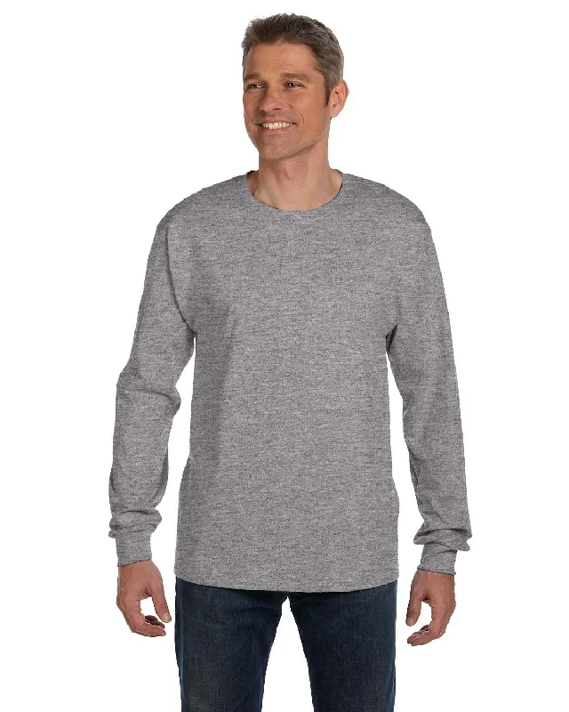 T-Shirt-Organic-Hanes 5596 Men's Authentic-T Long-Sleeve Pocket T-Shirt