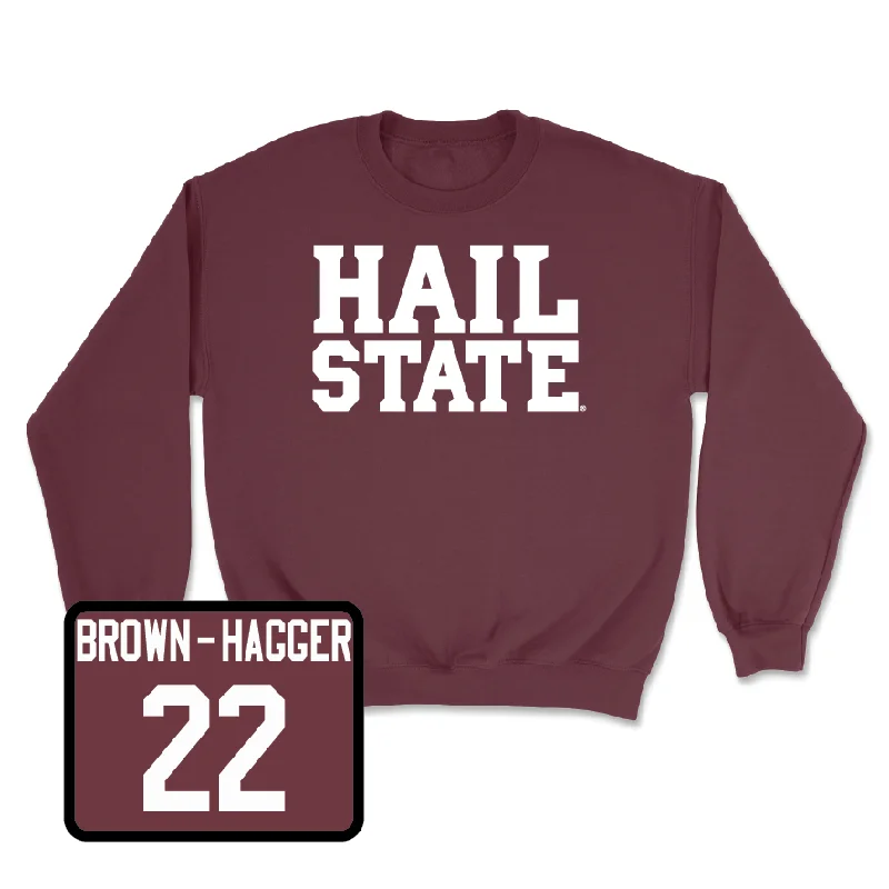 Long-Sleeve-Training-Maroon Women's Basketball Hail Crew - Jasmine Brown-Hagger