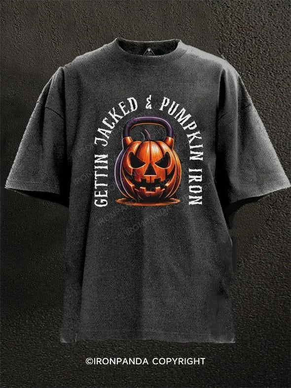 T-Shirt-Travel-Pumpkin Iron Kettlebell  Washed Gym Shirt