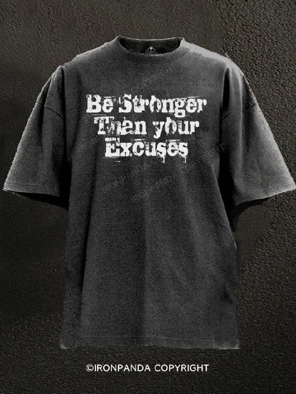 T-Shirt-Personalized-Be stronger than your excuses Washed Gym Shirt