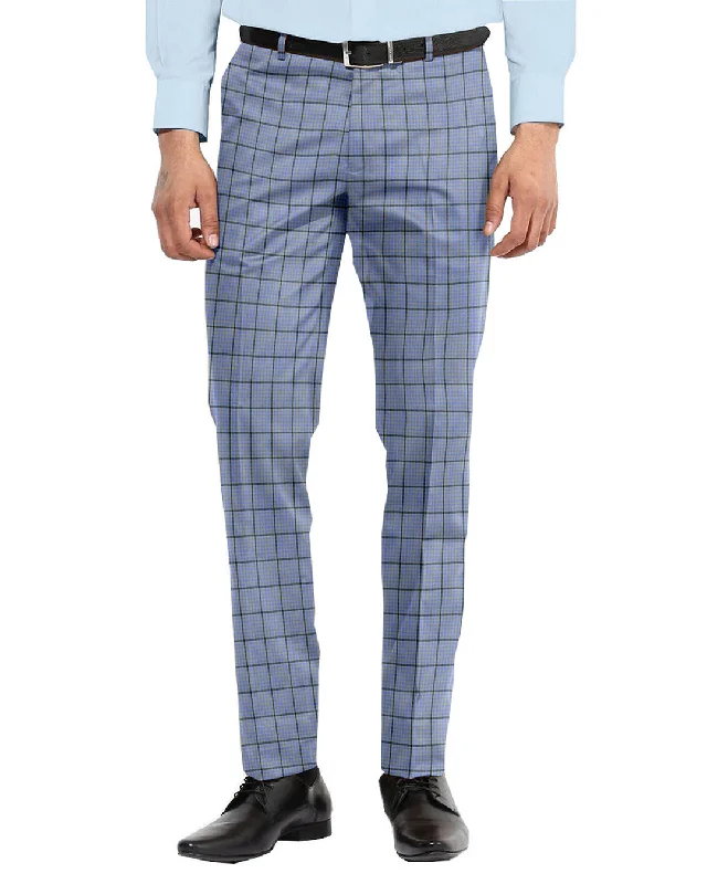 Pants-Beige-Dugdale Silver & Light Blue Gingham With Navy Overcheck