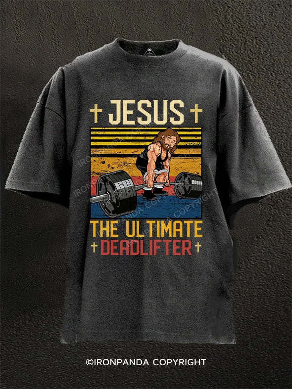 T-Shirt-DTG-Print-Jesus Ultimate Deadlifte Washed Gym Shirt