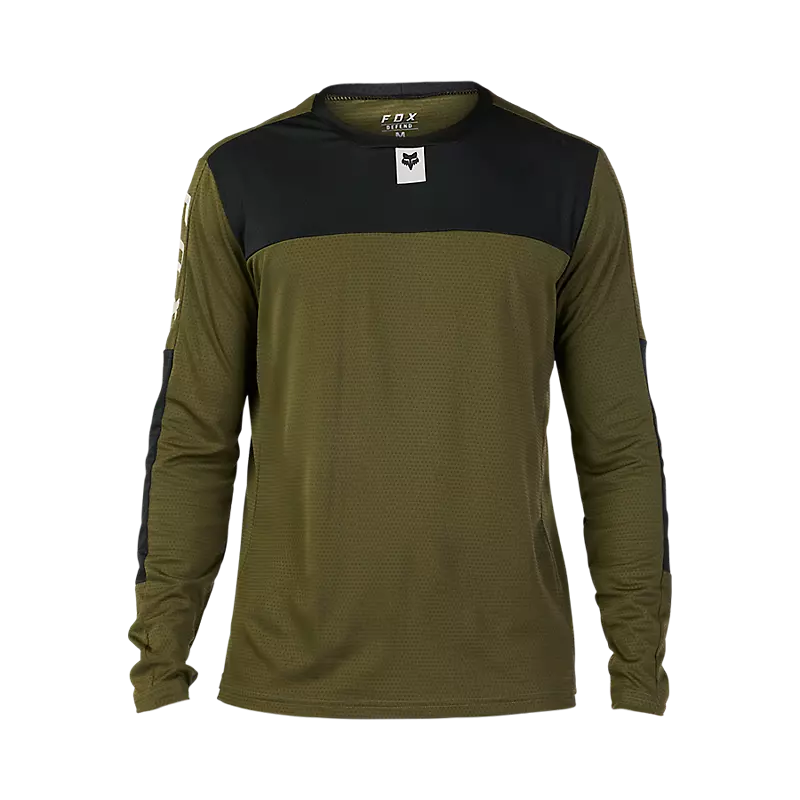 Long-Sleeve-Lightweight-Fox Racing Defend Long Sleeve MTB Jersey - Foxhead - Olive Green