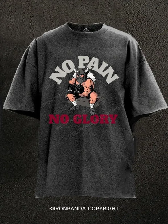 T-Shirt-Gothic-NO PAIN NO GLORY Washed Gym Shirt