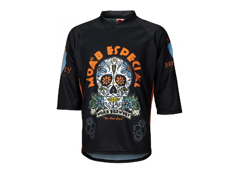 Long-Sleeve-Embroidered-World Jerseys Moab Brewery Especial 3/4 Sleeve MTB Jersey - Black