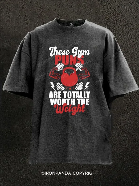 T-Shirt-Workwear-These Gym Puns are totally worth the Weight Washed Gym Shirt