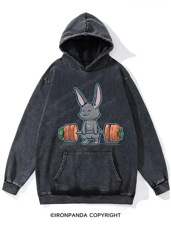 Hoodie-Purple-Deadlifting Grey Bunny Washed Gym Hoodie